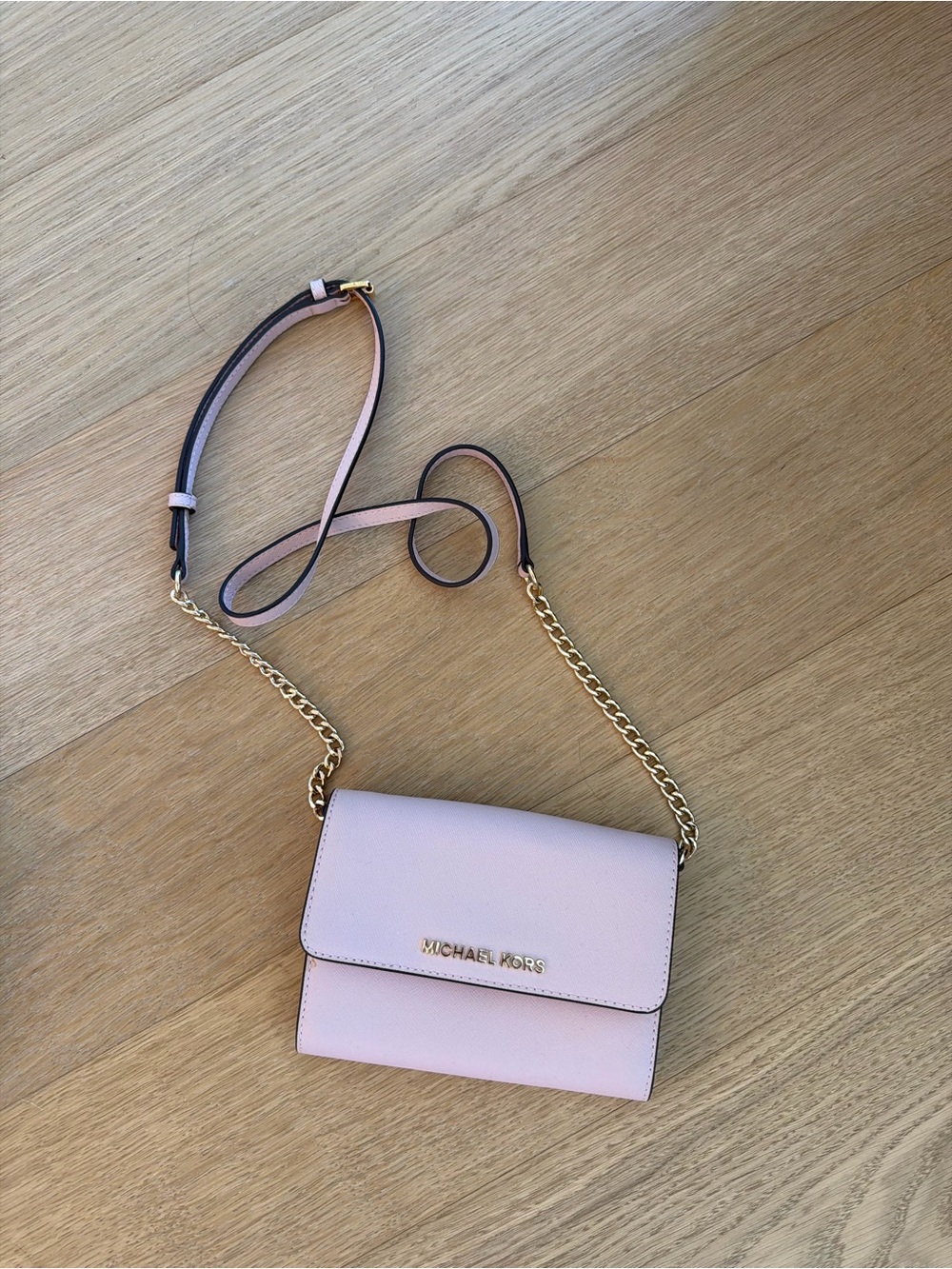 Michael Kors Blush Crossbody Bag with Gold Chain Strap